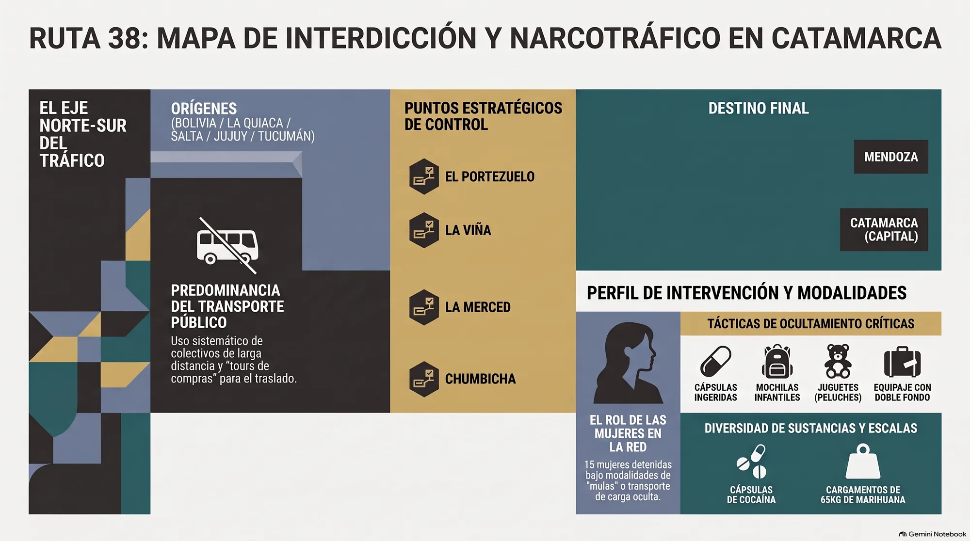 Mapa de interdicción y narcotráfico en Catamarca.