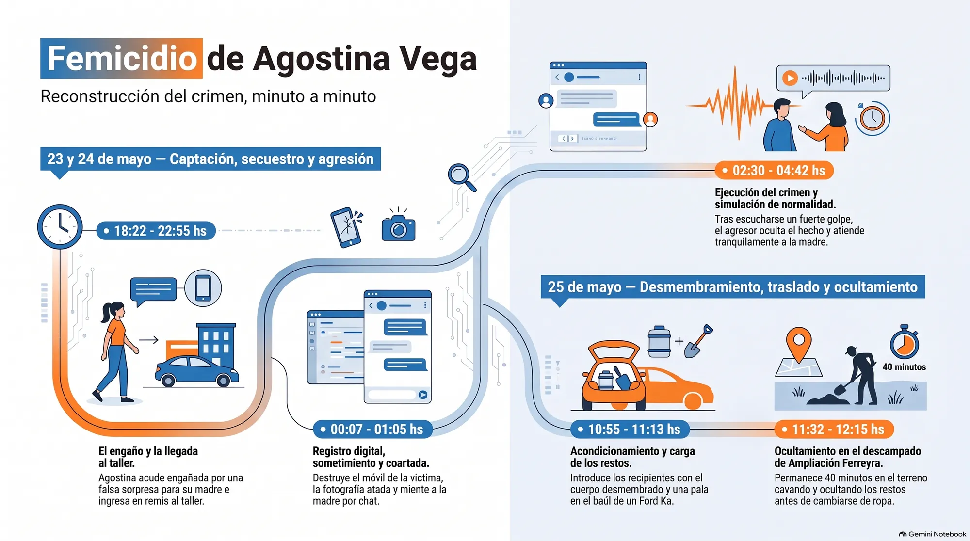 Cómo habría sido el crimen de Agostina minuto a minuto, según el expediente.