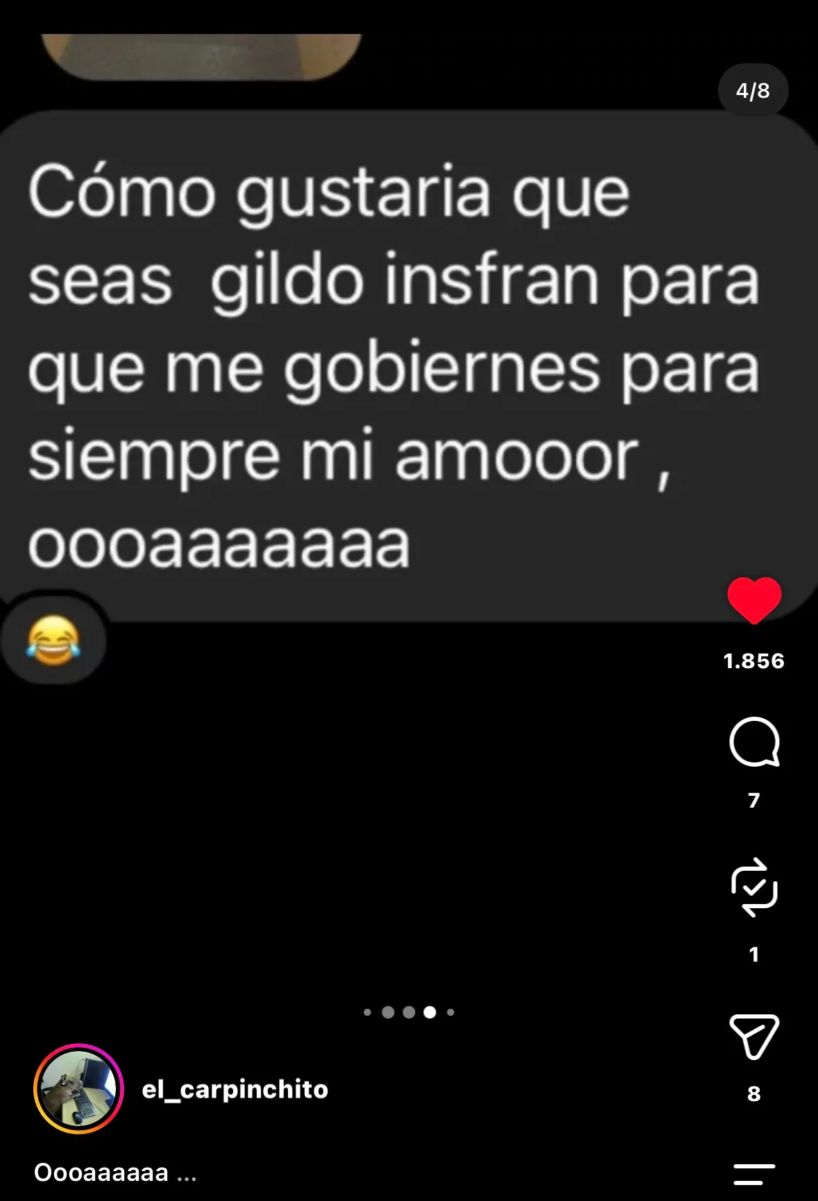 Captura de pantalla de redes sociales / Cuenta @el_carpinchito.